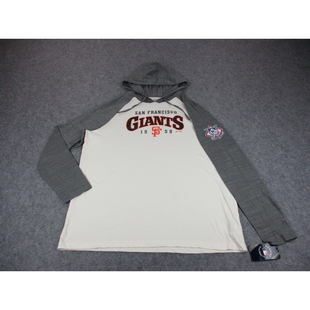 San Francisco Giants Shirt Mens 2XL XXL White Gray MLB Baseball Majestic Hooded